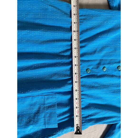 Vtg. 1960s Blue Cotton Dress - Picture 5 of 8